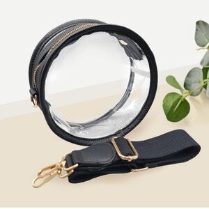Clear Round Crossbody Bag with Black Trim